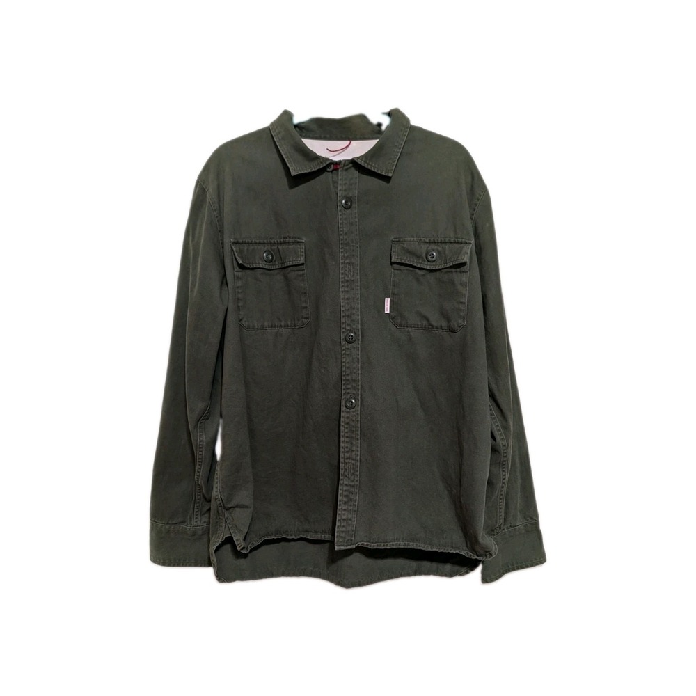 Topo Designs Mens XL Olive Green Organic Cotton Twill Field Shirt Button Down
